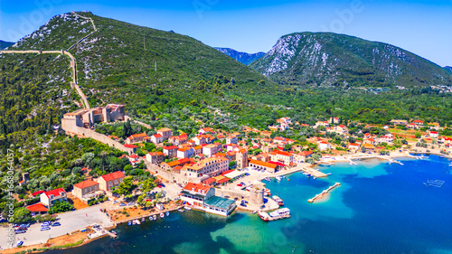Photos Mali Ston, Croatia - Aerial view of old town, Adriatic Sea coastline