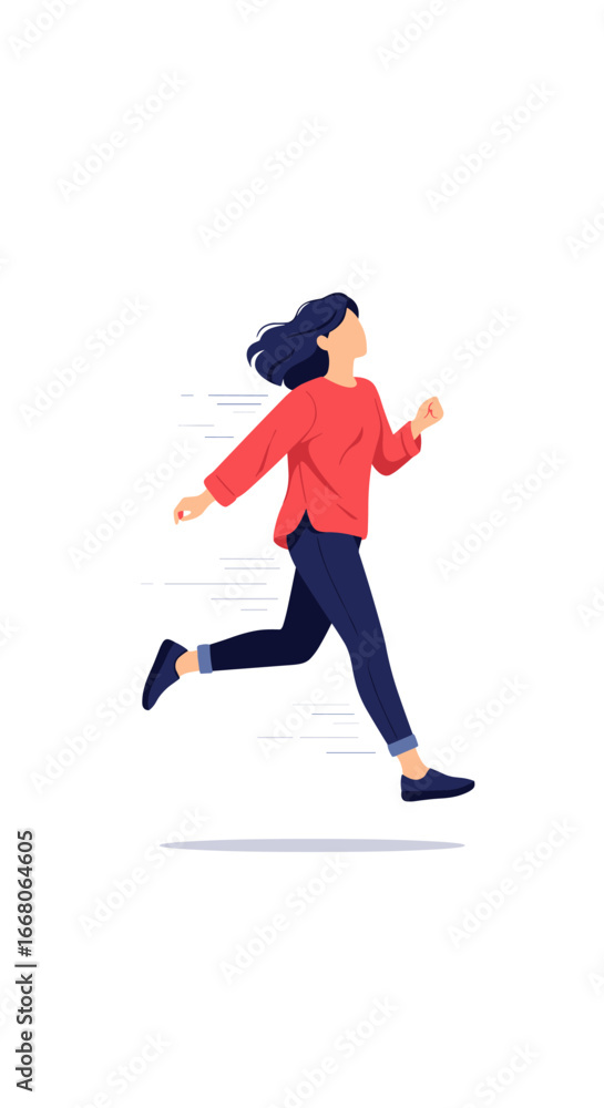 Obraz premium Dynamic woman running with energy, embodying speed, movement, and ambition, ready for success.
