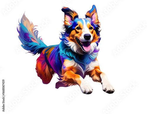 Abstract Running Dog with Swirling Colors and Painterly Texture, Vibrant Motion Art, isolated on transparent background PNG