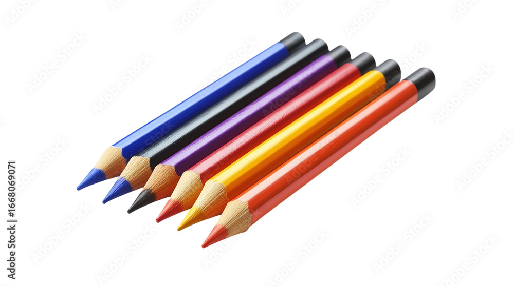 Fototapeta premium Set of colorful crayons isolated on transparent background 