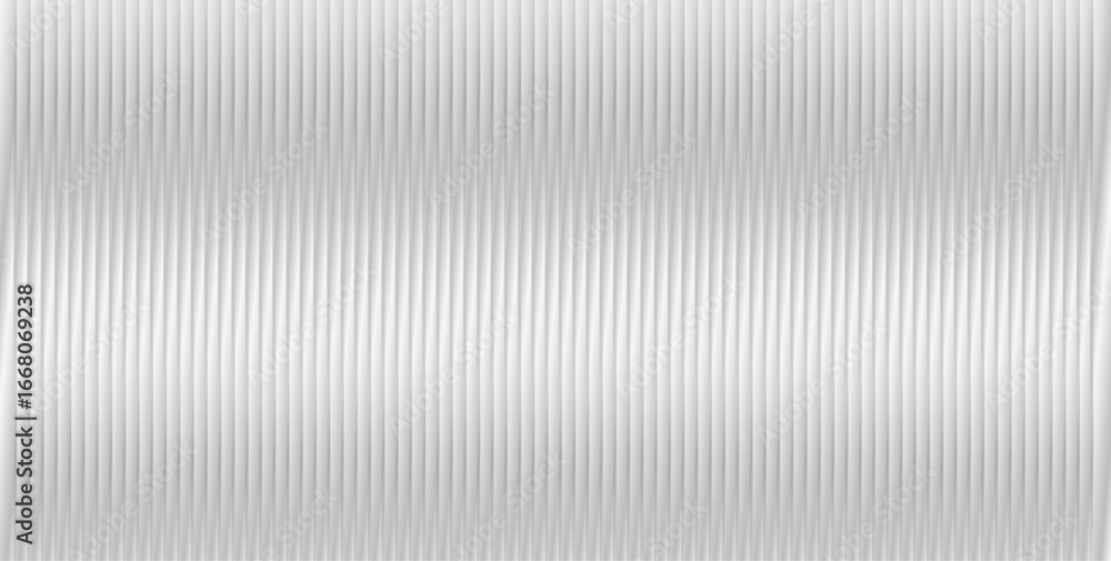 Fototapeta premium Vector ribbed glass texture with white and grey tones. Gradient creates a semi-transparent acrylic effect, perfect for reeded bath surfaces, wall panels, or modern window overlays.