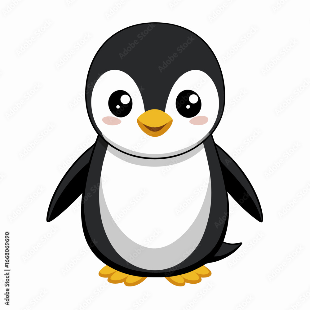 Obraz premium Adorable Cartoon Penguin Illustration: Happy, Friendly, Winter Animal Character Design for Children's Products