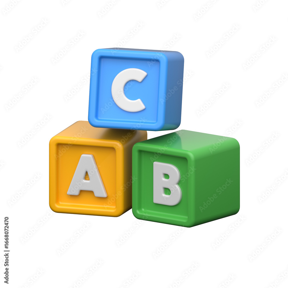 3D alphabet blocks for preschool and kindergarten kids education. 3D alphabet blocks for preschool and kindergarten kids education.