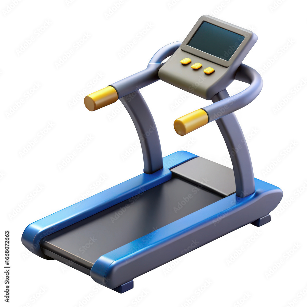 Fototapeta premium 3d treadmill machine with digital display isolated on transparent background