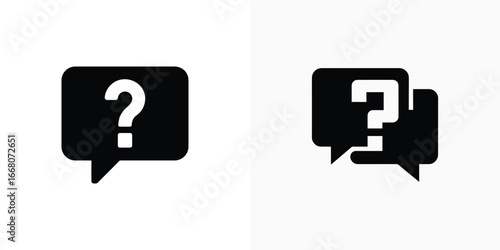Black Chat Bubble with Question Mark on Transparent Background, Confusion, FAQ