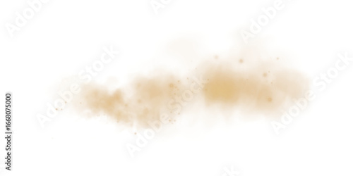 Gold Dust and Smoke Burst Overlay Realistic Dirty Air and Sand Explosion Element on Transparent Background