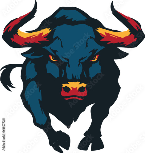 Fierce Charging Bull Vector