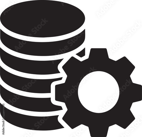 Coin stack thin line and Glyph solid icon. Editable stroke and perfect pixel isolated on transparent background 