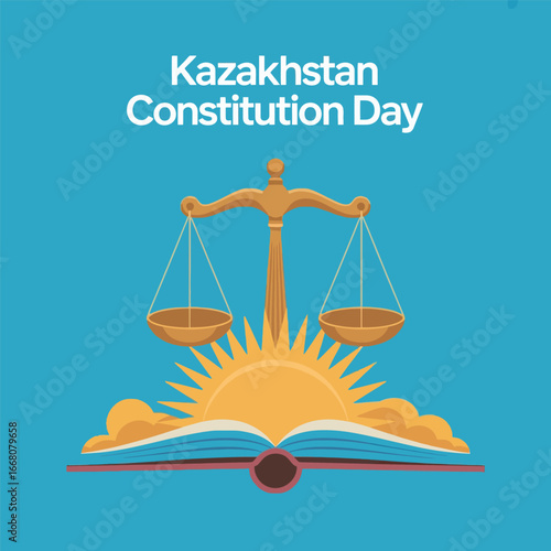 Kazakhstan Minimal Flat Vector Illustration