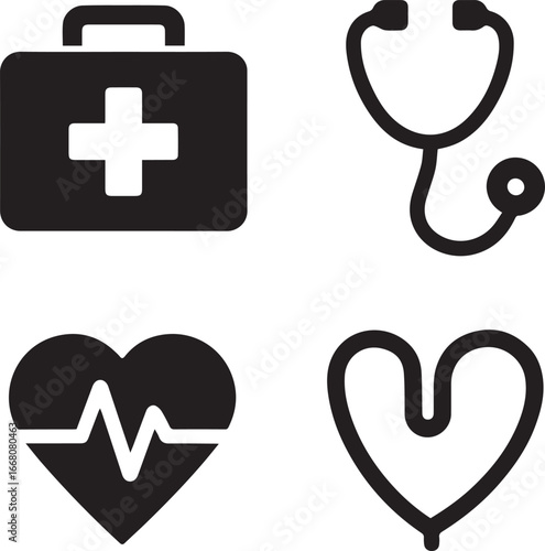 Silhouette Sickness Icons – Illness, Medical, and Health Condition Vector Set medical icons set Vector icon illustration silhouette Graphics design image white background health icon collection 