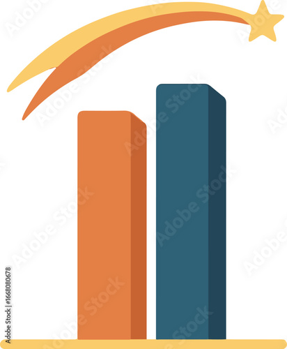 Minimalist illustration of iconic twin towers with falling star – stock vector flat illustration 