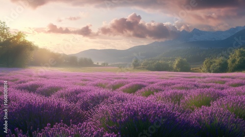 a high quality photo of a field with lavender