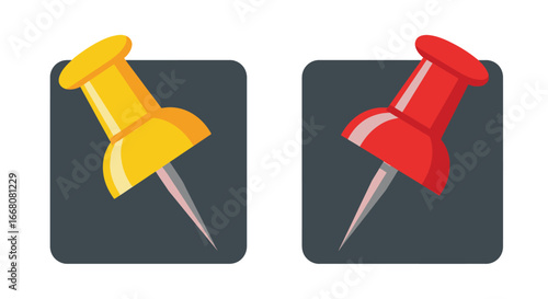 Red and Yellow Push Pins on Bulletin Board