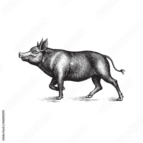 Pig vintage engraving