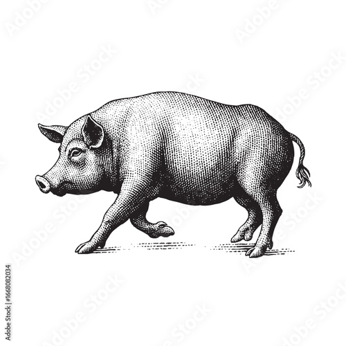 Pig vintage engraving