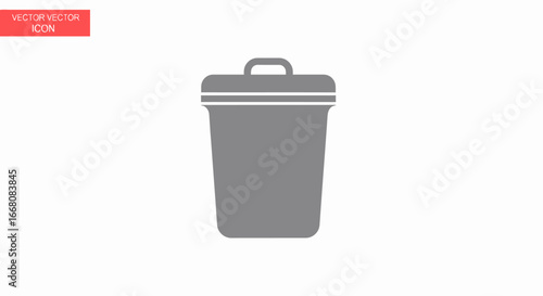 Trash Can Icon A Simple Graphic Depicting Waste Disposal and Environmental Responsibility on White Background