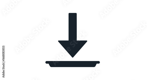 Download Icon Design A Simple, Minimalist Arrow Pointing Down to Tray for Web and App Interfaces