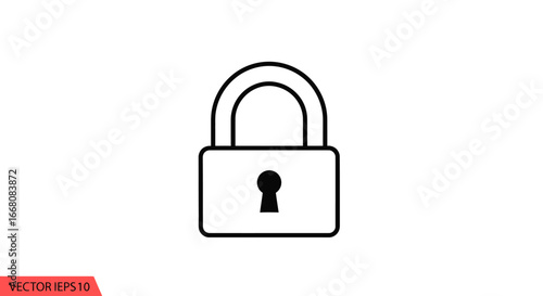 Simple Padlock Icon Secure, Safety, Privacy, Protection, and Access Control