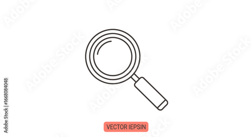 Minimalist outline icon of a magnifying glass, symbolizing search, discovery, and detailed examination in a clean and modern design