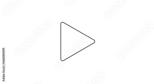Simple outline of a triangle shape pointing to the right, representing the play button icon on a white background, a minimalist design concept