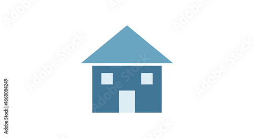 A simple blue house icon on a white background, perfect for real estate, home improvement, or housing related concepts