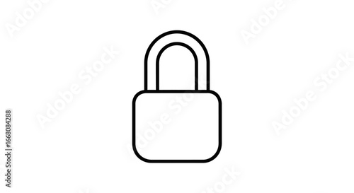 Iconic Line Art Lock Illustrating Security and Protection for Digital and Print Projects
