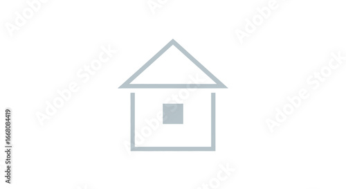 Simple grey line art icon of a house, representing home, real estate, property, and shelter concepts on a white background