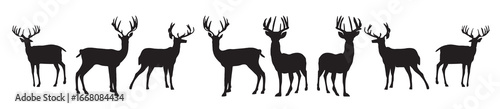 deer collection of silhouettes in white background vector