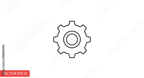 Gear Icon Illustration A simple, minimalist graphic element of a cogwheel