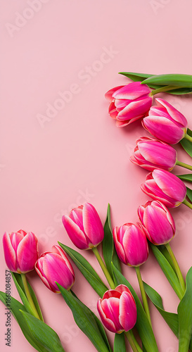 pink tulips on white background