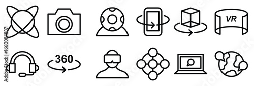 Virtual Technology Simple outline Icon Collection