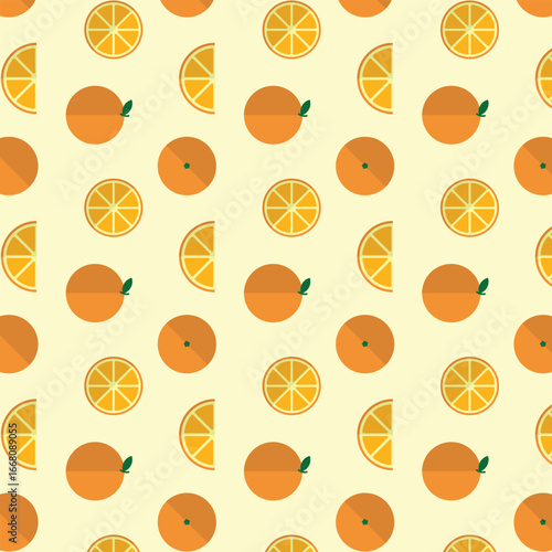 Cute orange fruits pattern background design. Vector