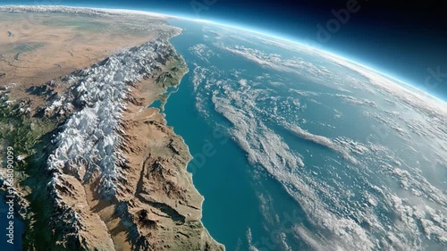 Wallpaper Mural Earth from space: A breathtaking view of Earth from space, showcasing vast oceans, towering mountain ranges, and the vibrant blue atmosphere, highlighting the beauty and complexity of our planet. Torontodigital.ca