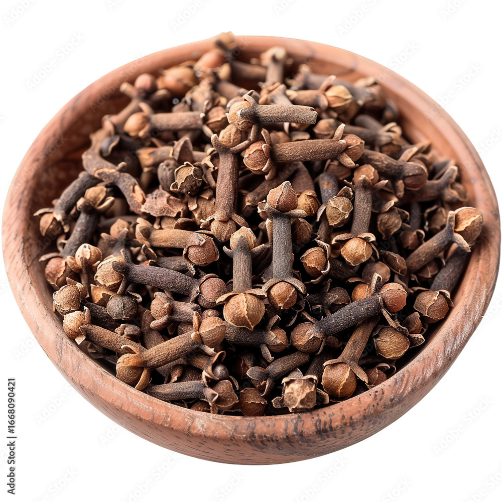 Obraz premium Close-up of Dried Cloves in a Terracotta Bowl