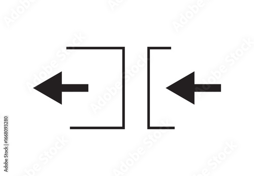 Login and logout icon, Sign In and Sign Out icon. entrance, exit icon sign. Open and close door symbol. Black exit and enter arrow, vector icon.