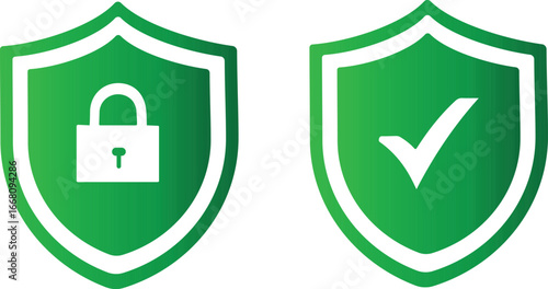 secure shield security, green shield with padlock, green sheild with security, Green Security Shield Icons with Lock and Check Mark, 