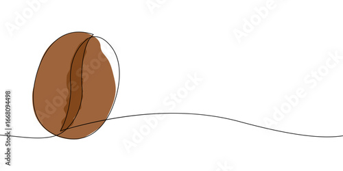 Single line drawing of a coffee bean. Colored continuous line icon. Vector illustration.
