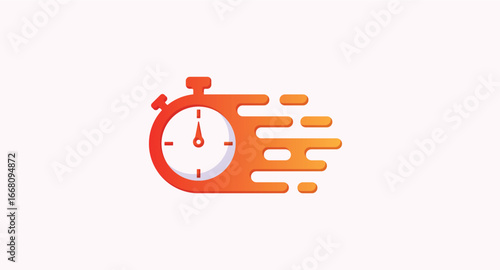 Stopwatch Logo dynamic speed lines, symbolizing fast time.