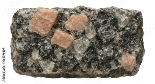 Granite specimen with visible feldspar, quartz, and mica minerals in coarse-grained texture