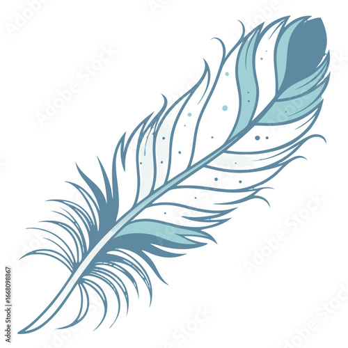 Icy blue white gradient feather vector illustration. Perfect for: winter festival artwork, frosty branding, holiday invitations, snow-themed designs