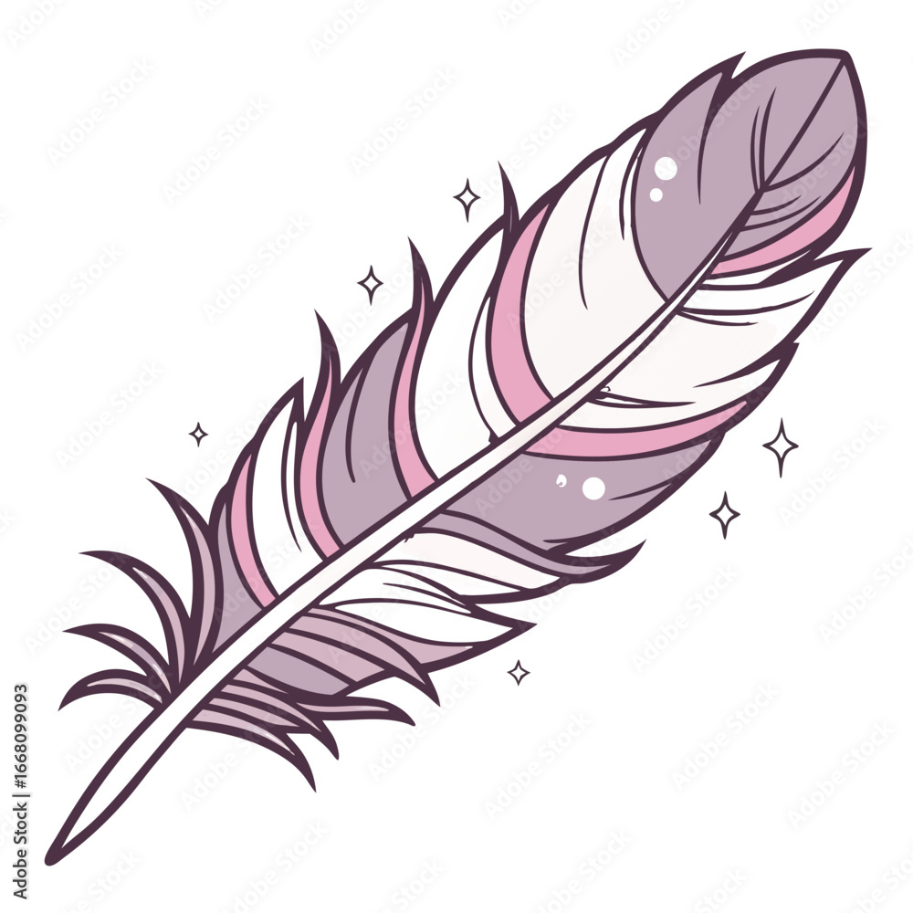Fototapeta premium Pastel pink lavender gradient feather vector illustration. Perfect for: wedding invitations, feminine branding, dreamy posters, luxury stationery design