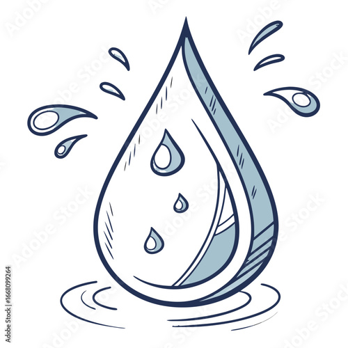 Icy gradient teardrop water droplet vector illustration. Perfect for: winter-themed branding, ice beverage packaging, frosty festival artwork