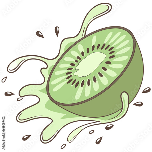 Gradient kiwi juice splash vector illustration. Perfect for: natural product branding, fruit juice packaging, tropical smoothie ads