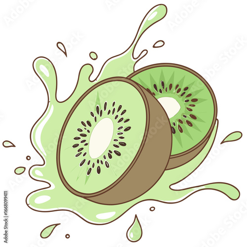 Gradient kiwi juice splash vector illustration. Perfect for: natural product branding, fruit juice packaging, tropical smoothie ads