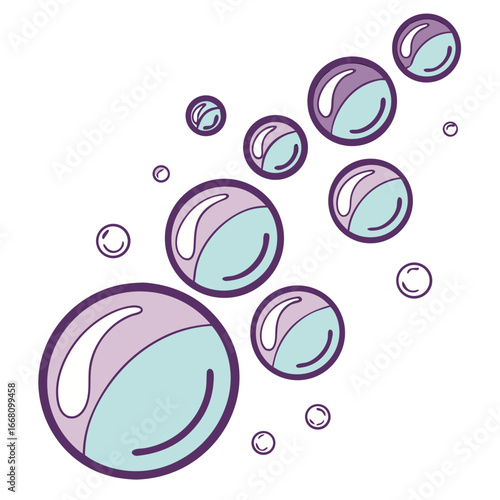 Overlapping purple aqua gradient water droplets vector illustration. Perfect for: futuristic branding, creative design projects, tech product visuals
