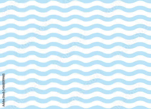 Seamless wave pattern. Hand drawn water waves. Vector sea background with watercolor stripes and grunge swirls.