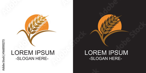 Wheat Logo. Bussines Logo. Field wheats grain label, bake elements. Food baking insignia vector illustration 
