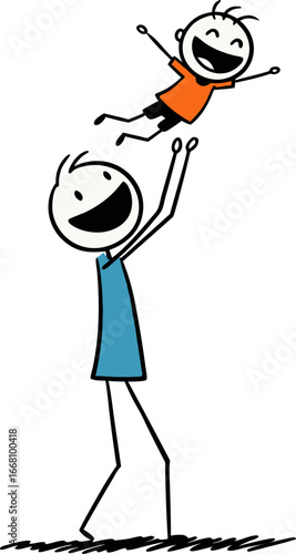 Happy father playing with child illustration