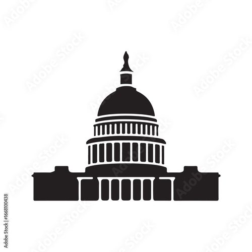 us capitol icon line stroke, capitol logo vector silhouette icon vector flat illustration design on white background