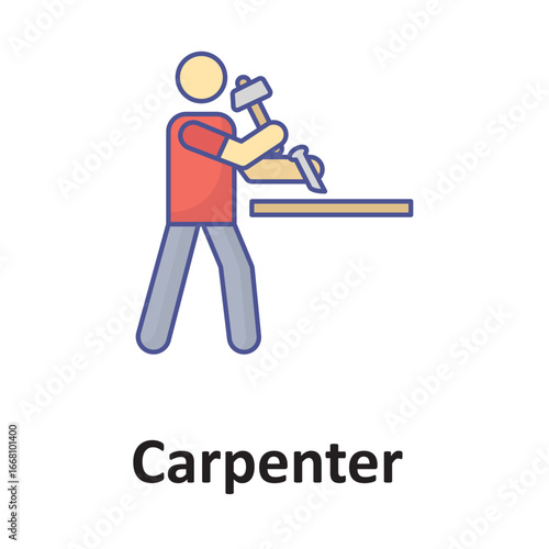 Carpenter Vector Icon which can easily modify or edit